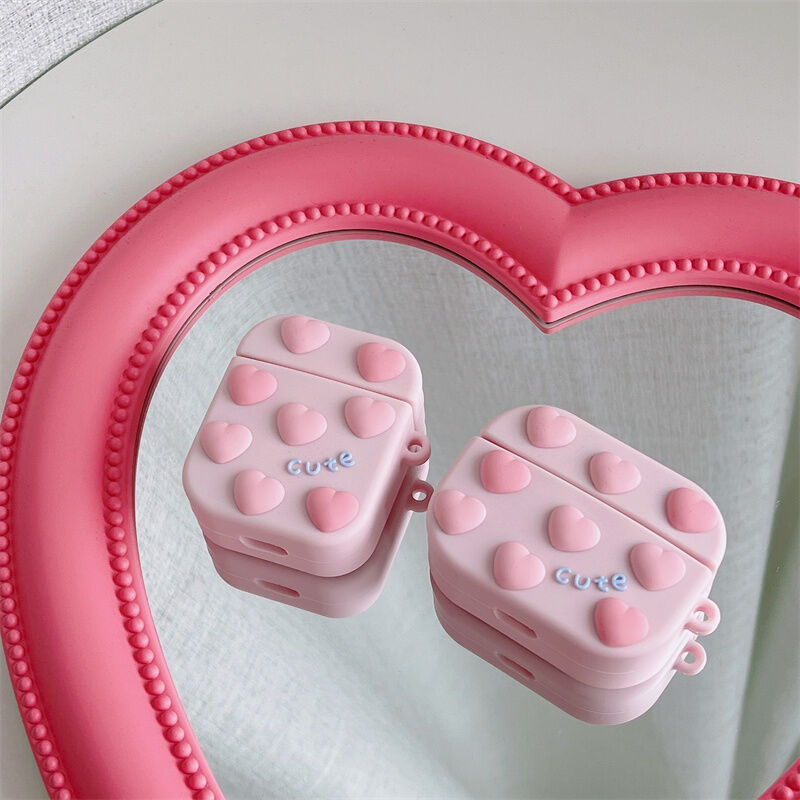 ピンクハート Airpods3ケース 立体感 エアーポッズproカバー 可愛い オシャレ 高