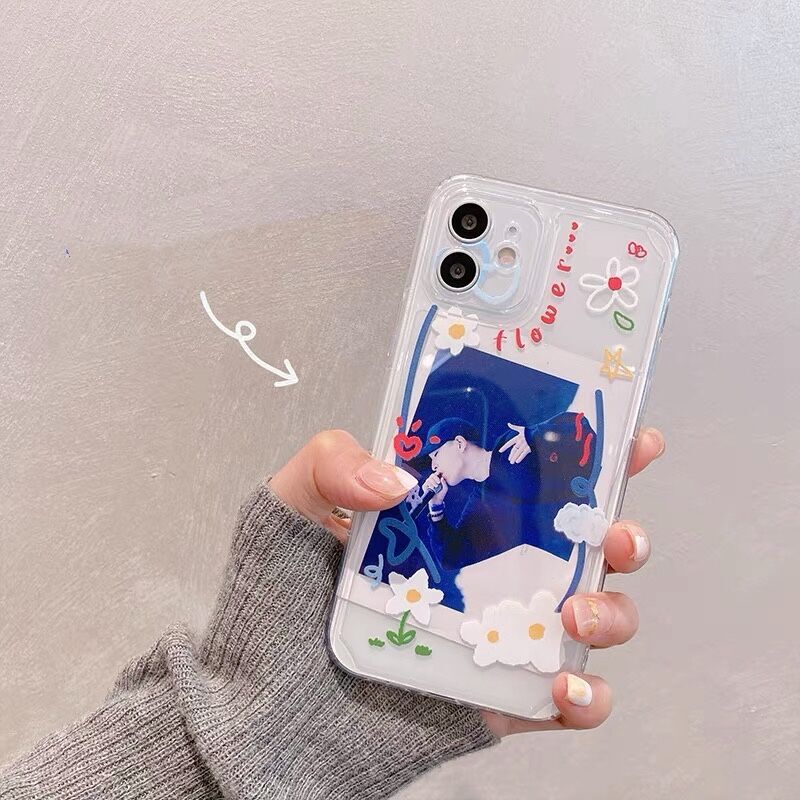 花柄フォトフレーム Iphone12 11ケース 写真を挟む 透明アイフォンse2 Xrカバ