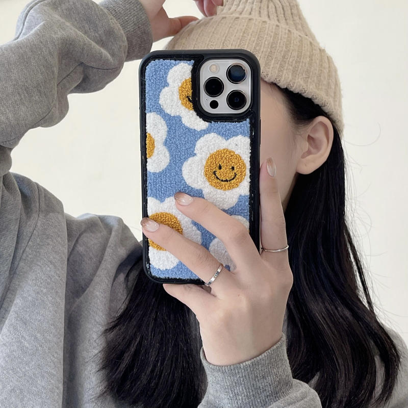 笑顔の花 Iphone13 13promaxケース 刺繍入り可愛い Iphone12 11カバ