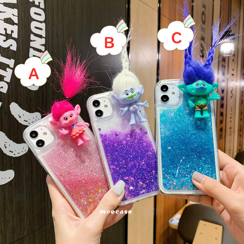 トロールズ人形 Iphoneケース グリッターiphone12 11 Se2カバー ラメは動け