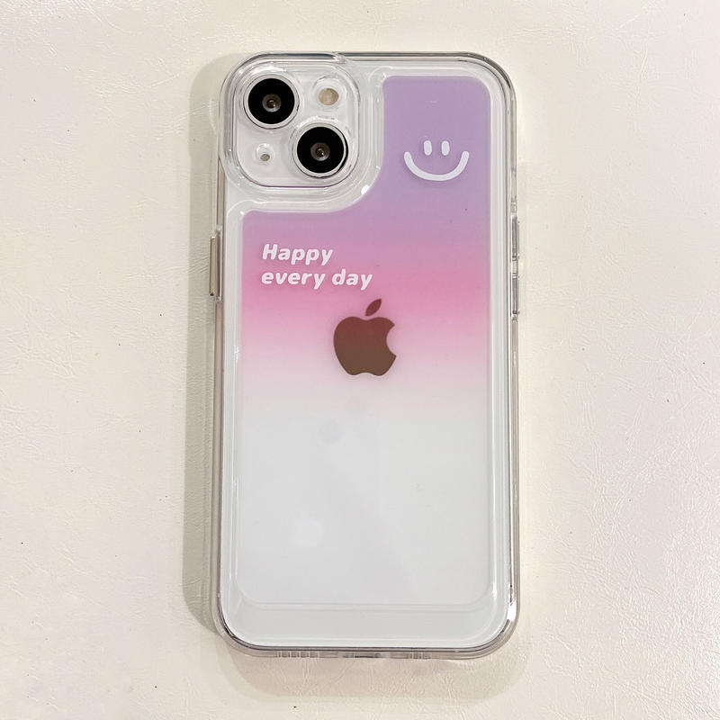 さりげないお揃い アイフォン13 12proケース 笑顔 グラデーションカラー Iphone