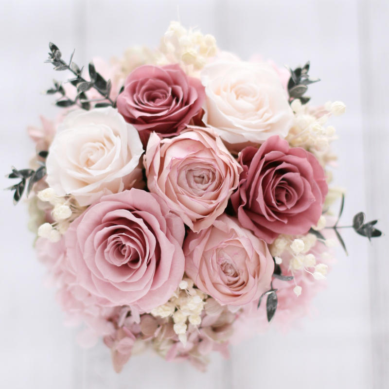 プリザーブドフラワー ベースアレンジ くすみピンク Moka Flowers Store