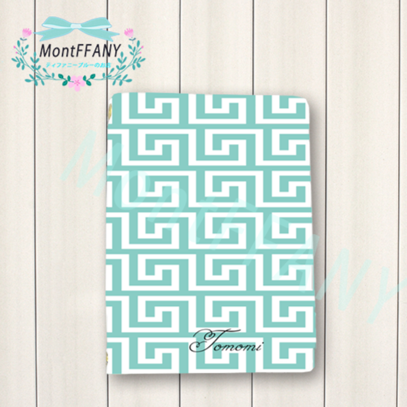 お名前入れオプション可 幾何学柄パスポートケース ティファニーブルー Montffany