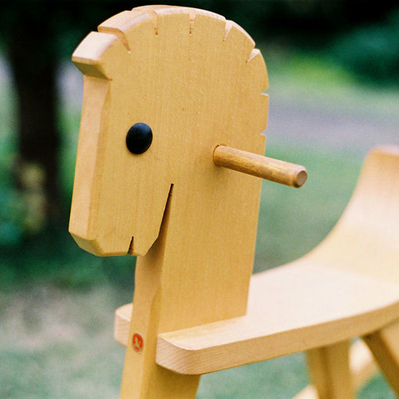 1才 木馬 白木 ペーター Toys Gift Momo