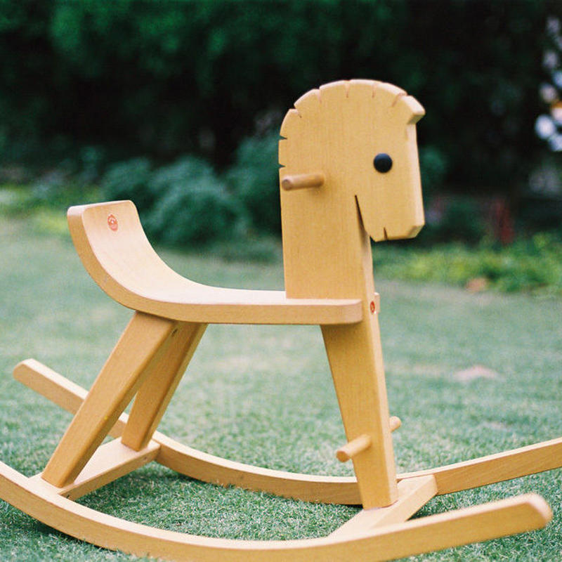 1才 木馬 白木 ペーター Toys Gift Momo