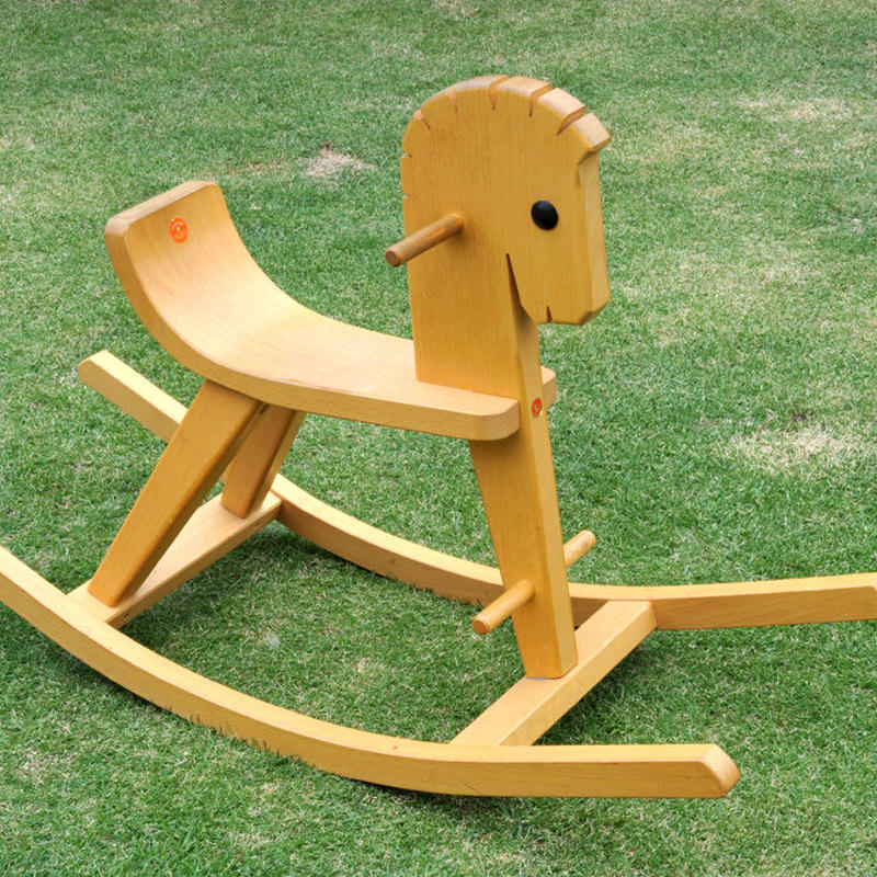 1才 木馬 白木 ペーター Toys Gift Momo