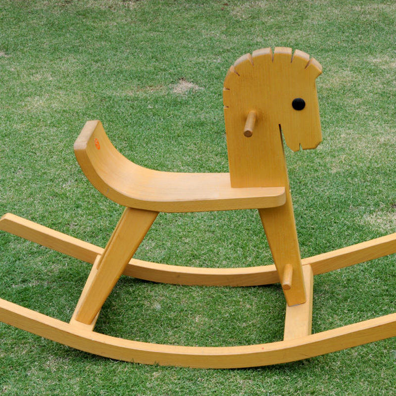 1才 木馬 白木 ペーター Toys Gift Momo