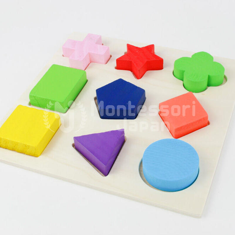 木のおもちゃ 知育玩具 積み木 型はめ 形合わせ パズル Montessori Japan