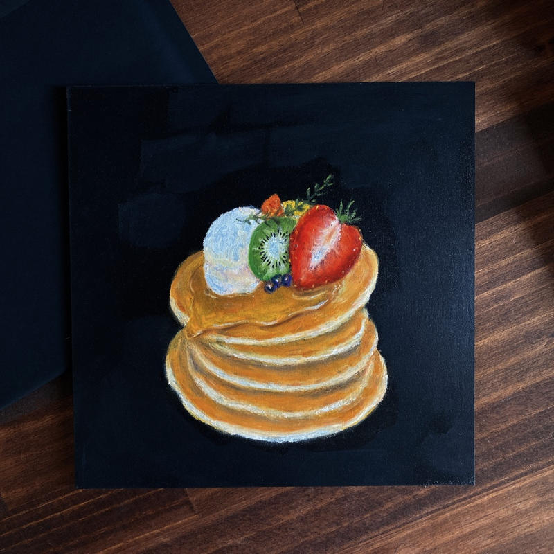 4月号掲載分 河合愛 チョークアート原画 3 ホットケーキ 月刊手紙舎 4月号掲載分 河合愛 チョークアート原画 3 ホットケーキ 月刊手紙舎