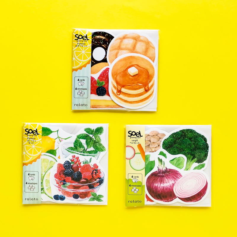 7月号掲載分 Rala Design 贈り物にそえて 食べ物たのしいミニカード 月刊手紙舎