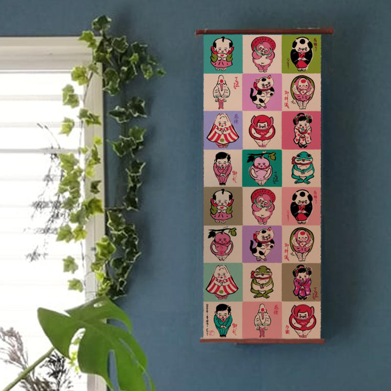 8月号掲載分 犬ん子 総天然色手ぬぐい新作 お辞儀 月刊手紙舎