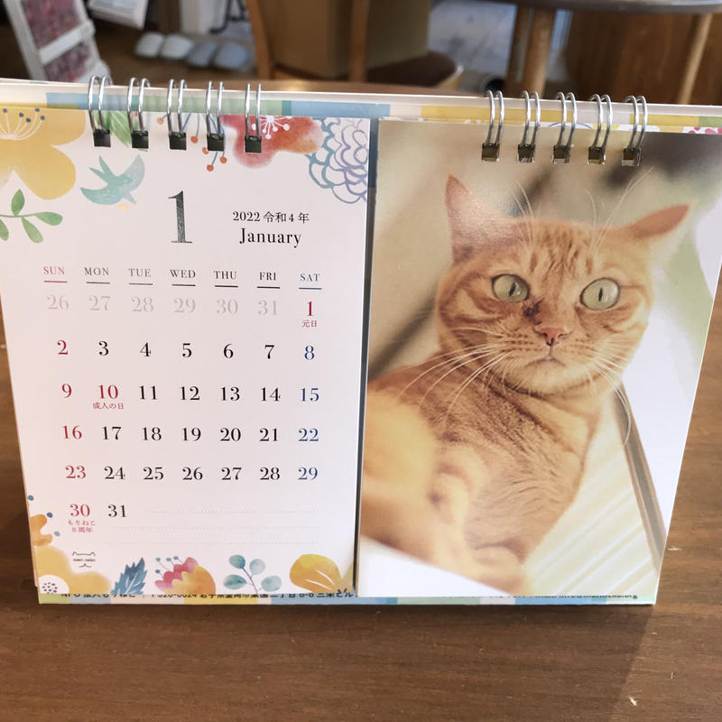 22年もりねこカレンダー 卓上タイプ 保護ねこカフェ もりねこ