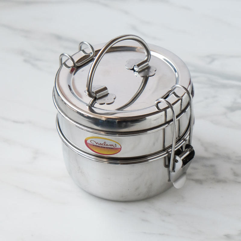 インド製ステンレス弁当箱ダッバー Dabba 8インチ 2段 ムンバイバザール インド