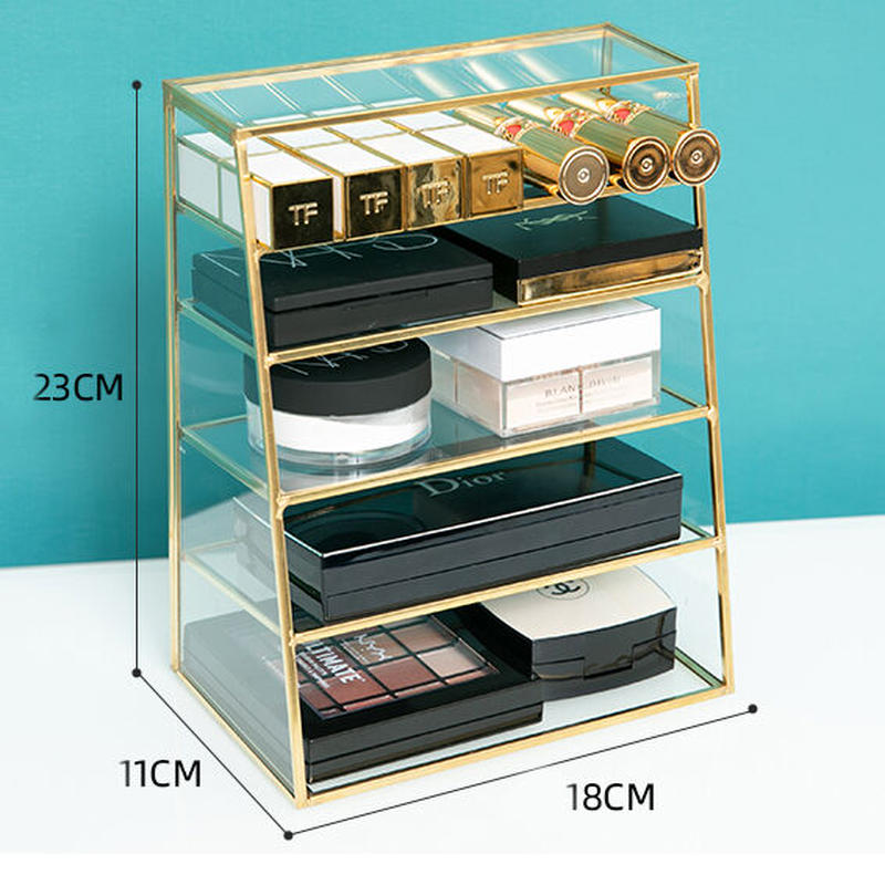 ゴールド ガラス コスメ収納ラック Muse Home