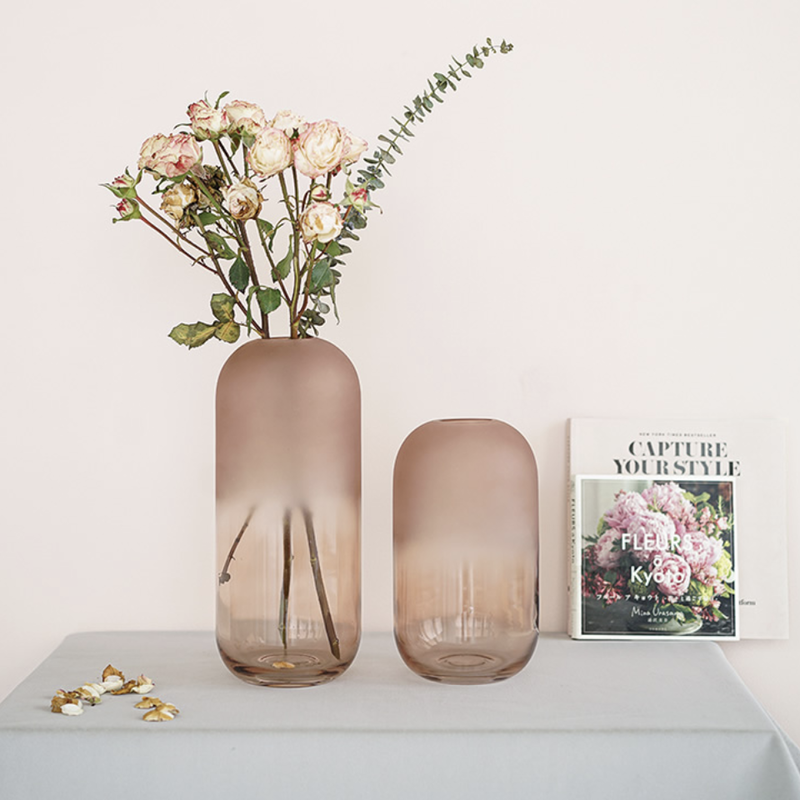 ローズピンク すりガラス フラワーベース Muse Home