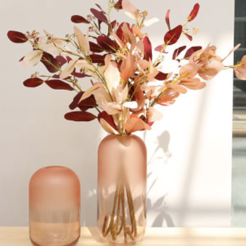 ローズピンク すりガラス フラワーベース Muse Home