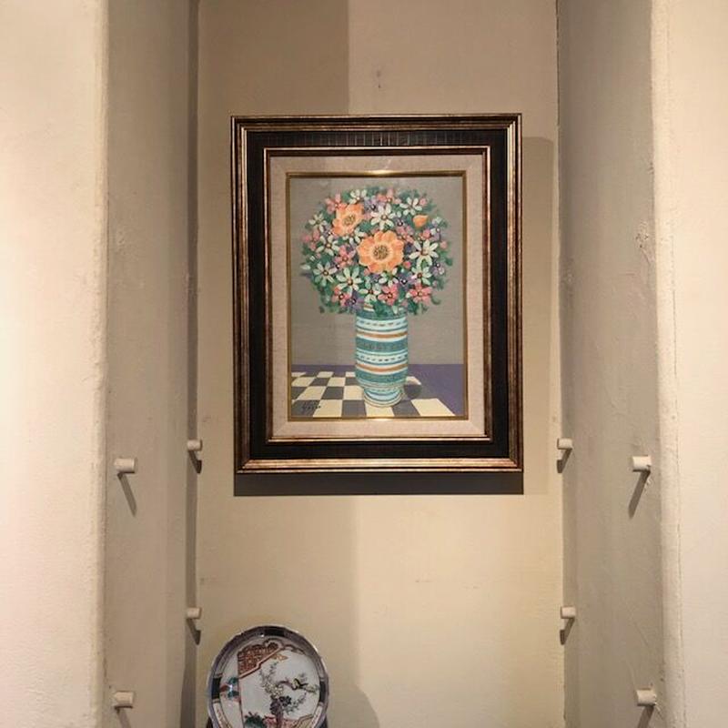 油絵 肉筆画 額装 「黄花」児島裕子 印あり