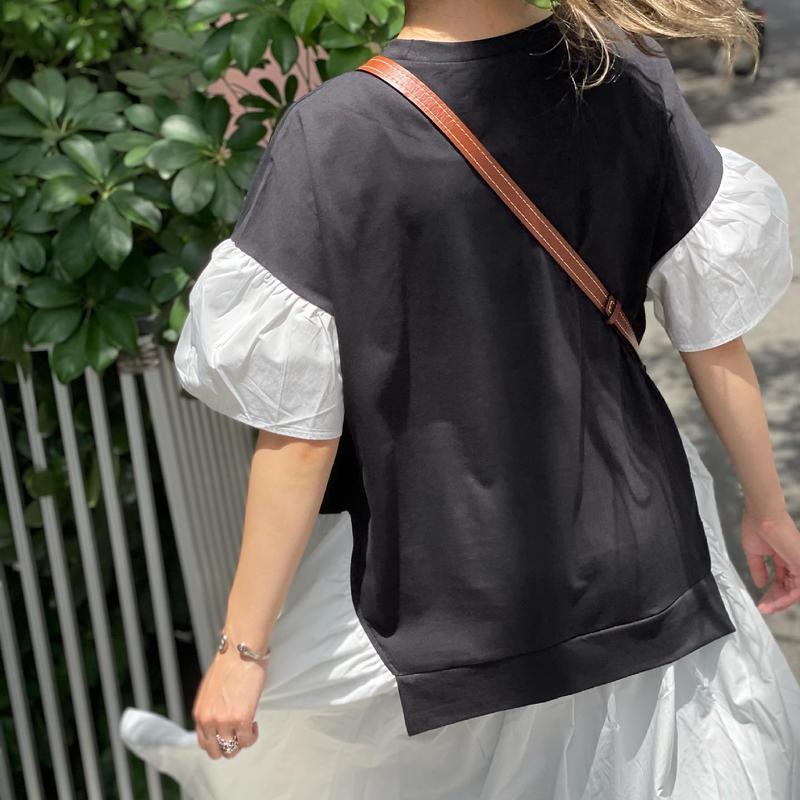 素材違いで再登場 カット 布帛ドッキングフレア半袖ワンピース Myinemy S Store