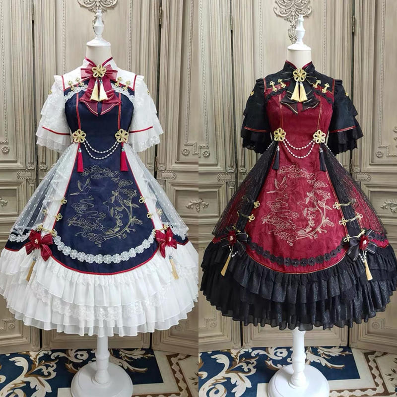 フラワーウェディングチャイナドレス 黒m ヘアアクセサリー付き はれあめ