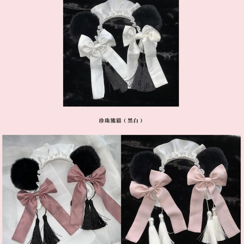 Stasera 你好熊猫メイドパンダ耳カチューシャ お団子カバー はれあめ