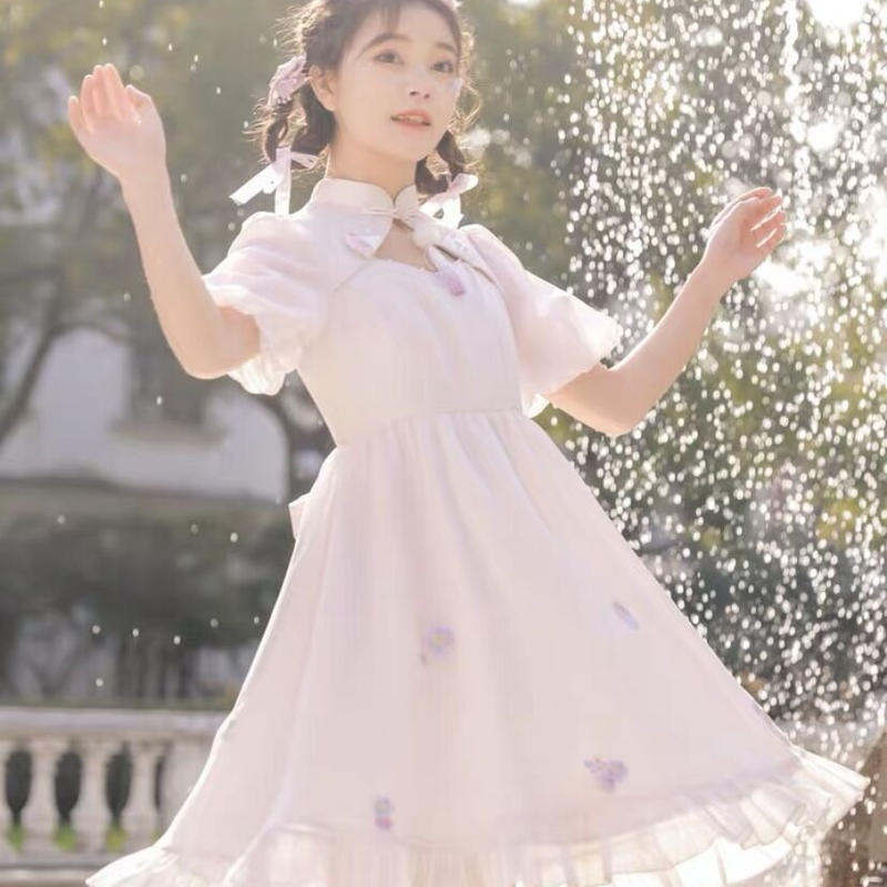 お取り寄せ 森女部落 ディズニー公認 おしゃれキャットマリー 桜チャイナワンピース はれあめ