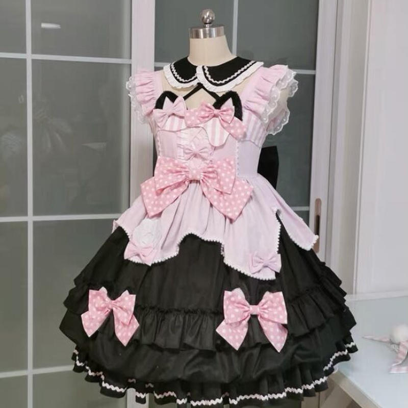 芝麻糊了lolita 欠品あり 二次元黒猫ワンピース 豪華小物付き Xl はれあめ
