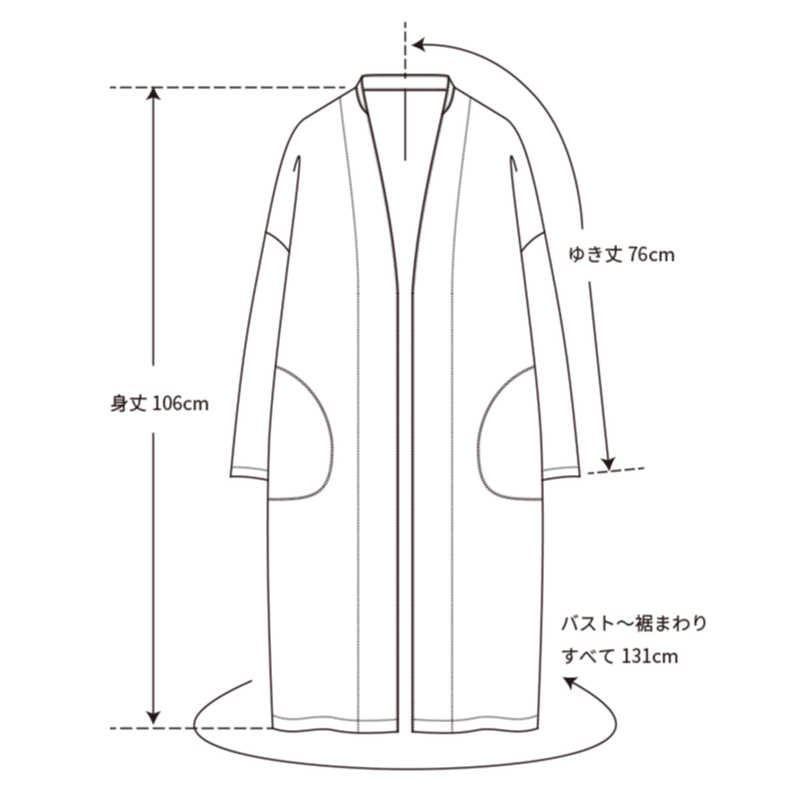 Town 縫代つきカット済型紙 ノーカラーコート Short Finger