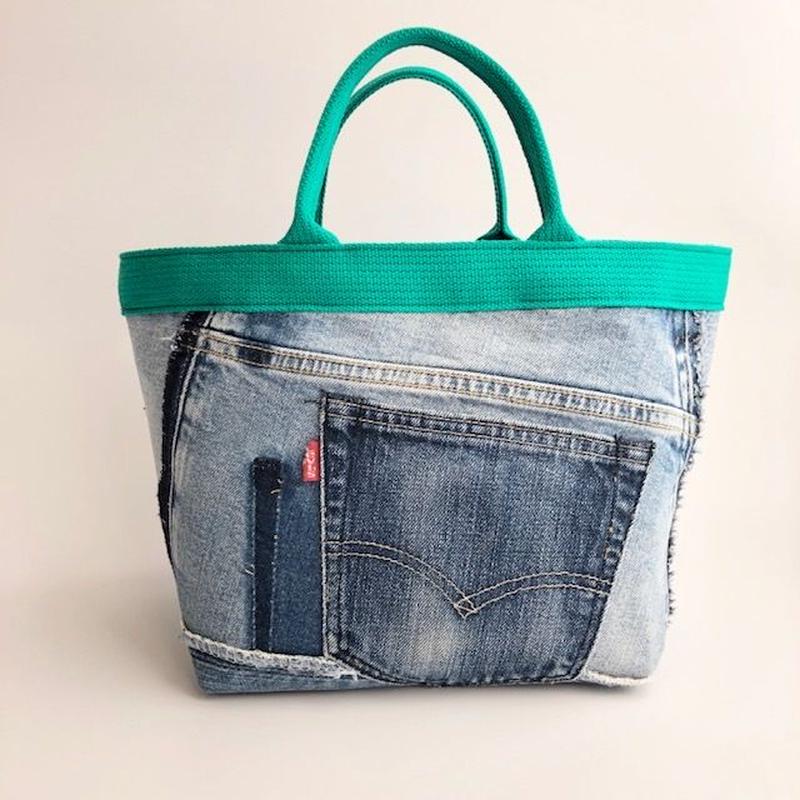 Denim Patchwork Mini Tote デニムパッチワークミニトート Gree