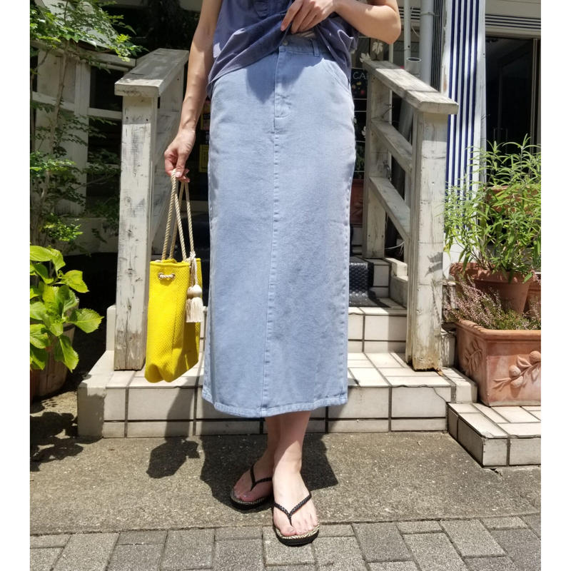 デニムカラータイトスカート パープル ブルー グレー Huntress