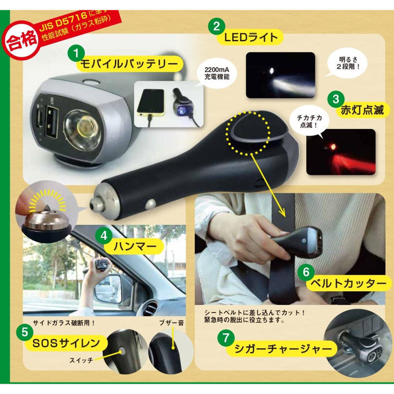 車用緊急脱出ハンマー 7 In1マルチツールエスケーパー 401 848 Bousai