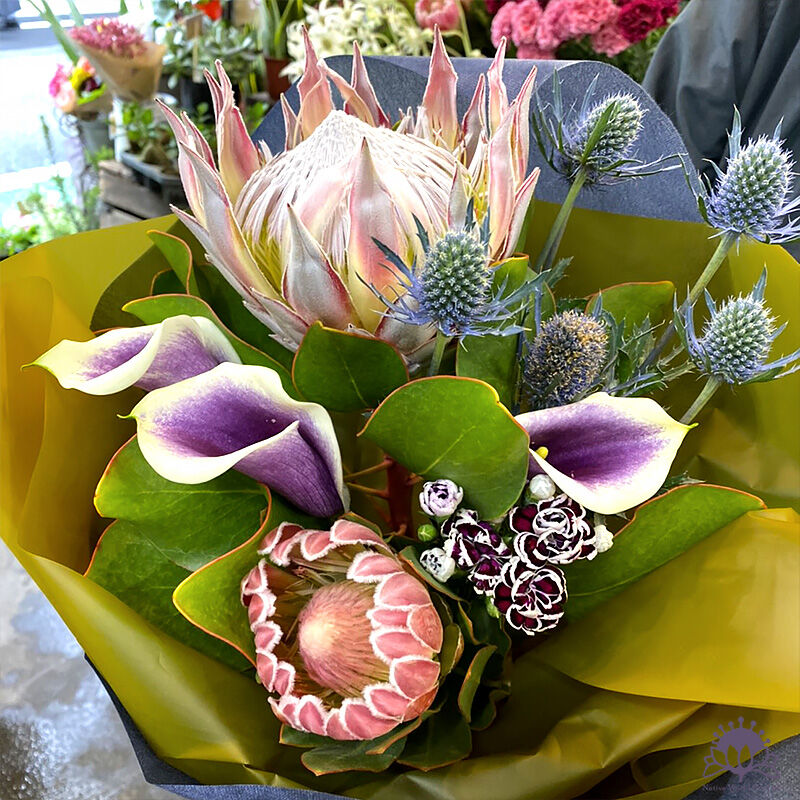 花束 ブーケ プロテアとカラー ネイティブの花屋 花束 ブーケ プロテアとカラー ネイティブの花屋