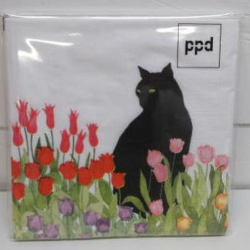 ペーパーナプキン ブラックキャットチューリップ ドイツ製 猫カフェ 猫の屋おでん