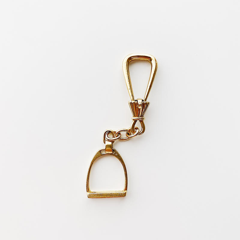 Vintage HERMES 18K Etrier Key Ring | Nice&Smooth Vintage HERMES 18K Etrier Key Ring | Nice&Smooth