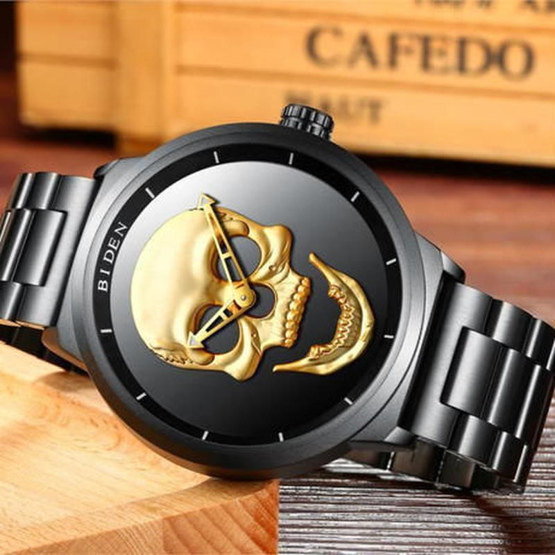 Biden 2カラー展開 クォーツ時計 スカルダイヤル メンズファッション時計 Tripl Biden 2カラー展開 クォーツ時計 スカルダイヤル メンズファッション時計 Tripl