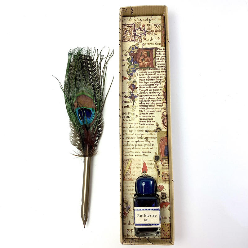 Peacock Feather Pen Ink Set 羽根ペンインクセット Ad