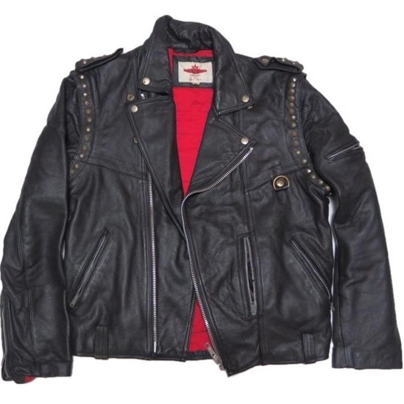 バッファロー本革・パッチワーク・ライダースジャケット黒 バイク