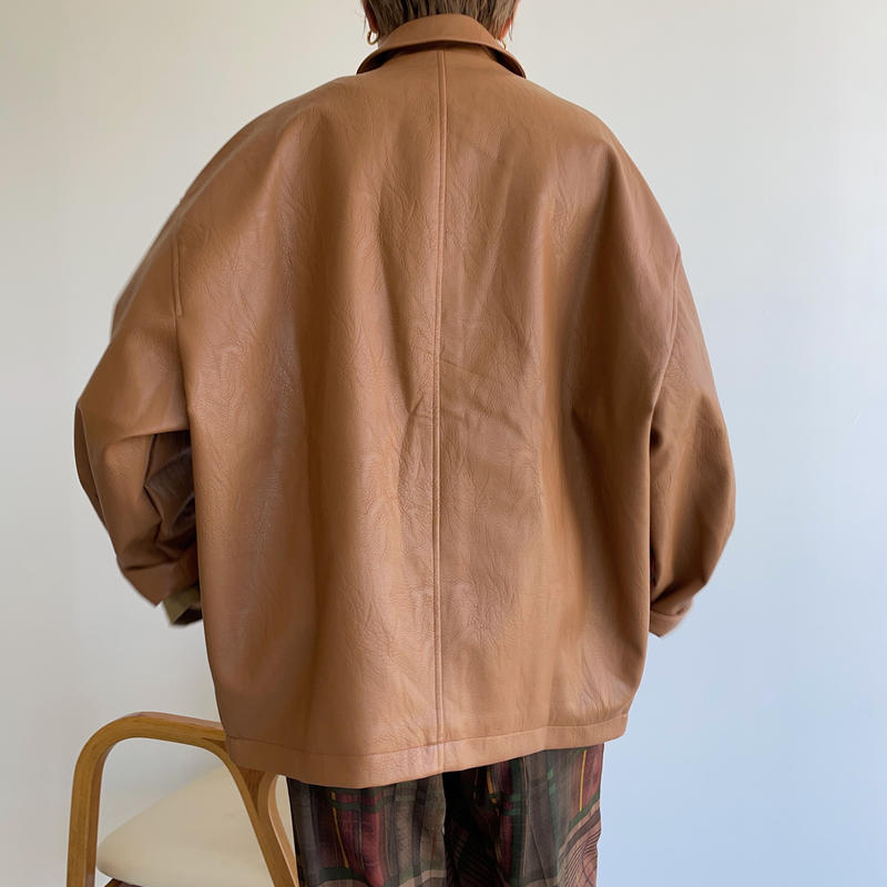 nokcha original】eco leather over jacket/camel