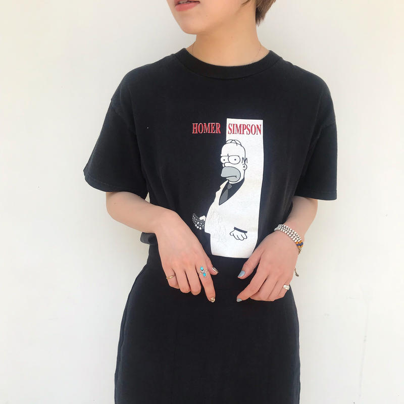 90 S Homer Simpson Scarface パロディーtシャツ Ladies