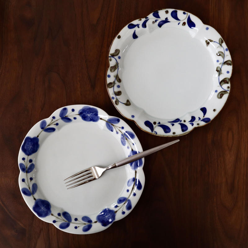 有田焼 皓洋窯 染付輪花皿 L Nukumoly