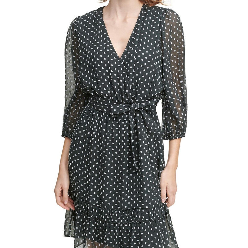 カルバン クライン プリント タイウェスト ドレス ワンピース ニューヨークlove