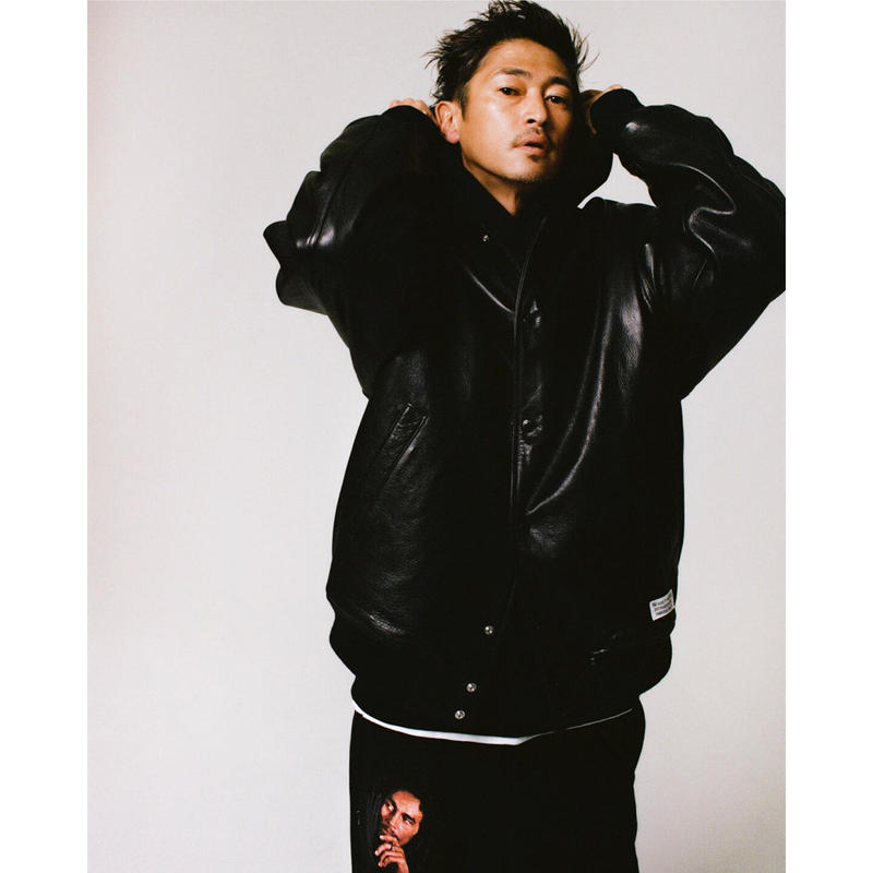 WACKO MARIA / LEATHER VARSITY JACKET (black) ...