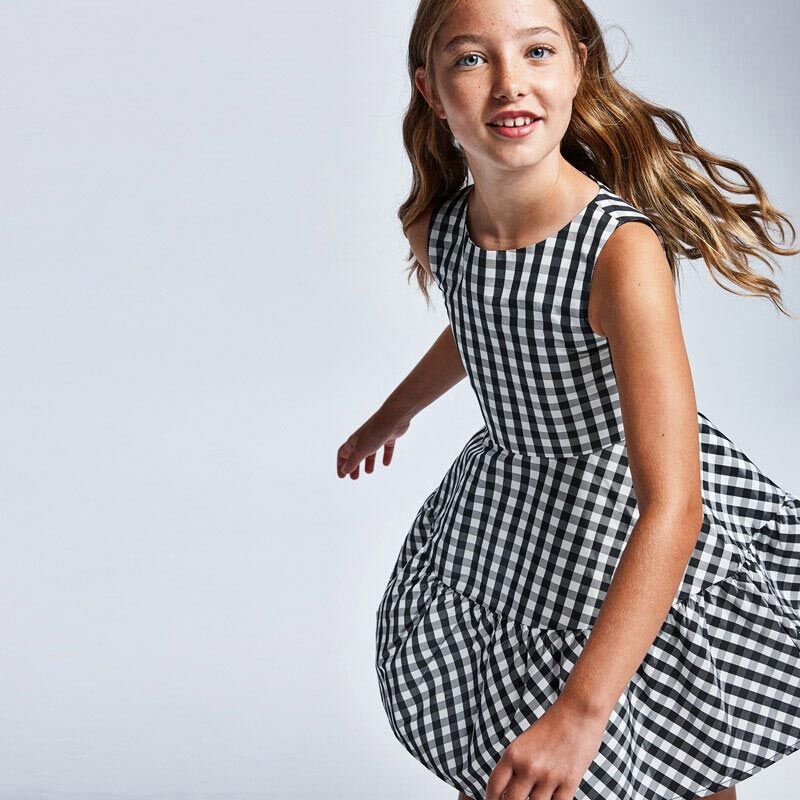 Mayoral マヨラル ジュニア チェックノースリーブワンピース 白黒 Carrot R