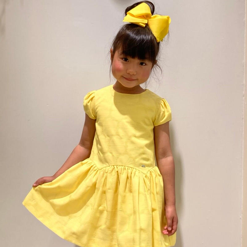 Mayoral マヨラル キッズ お花地模様ワンピース イエロー Carrot Ra Pe