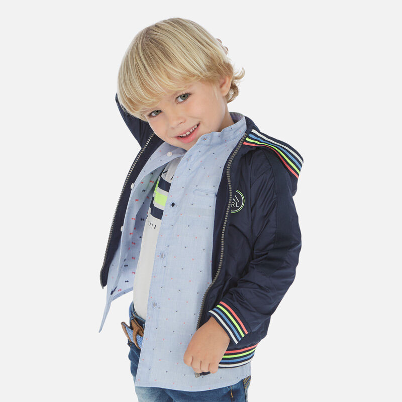 Mayoral マヨラル キッズ リバーシブルフード付きウィンドブレーカー ネイビー Ca