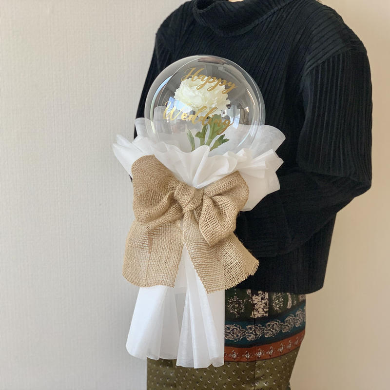 Hbs 22w 白ラナンキュラス花言葉 純潔 バルーンフラワー バルーンブーケ Ohana