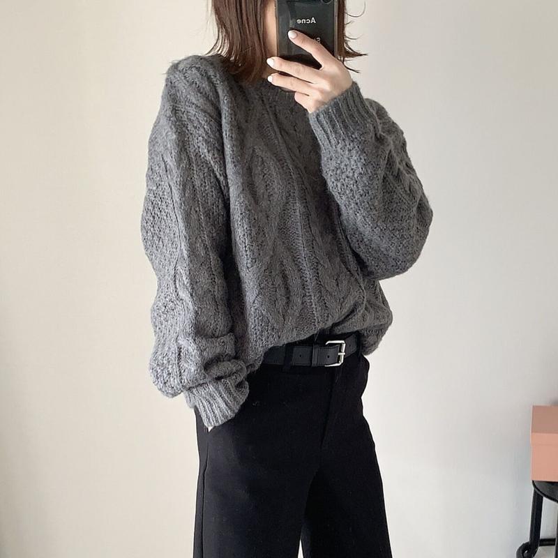 ケーブルニットgray Ecru Ok Soon ケーブルニットgray Ecru Ok Soon
