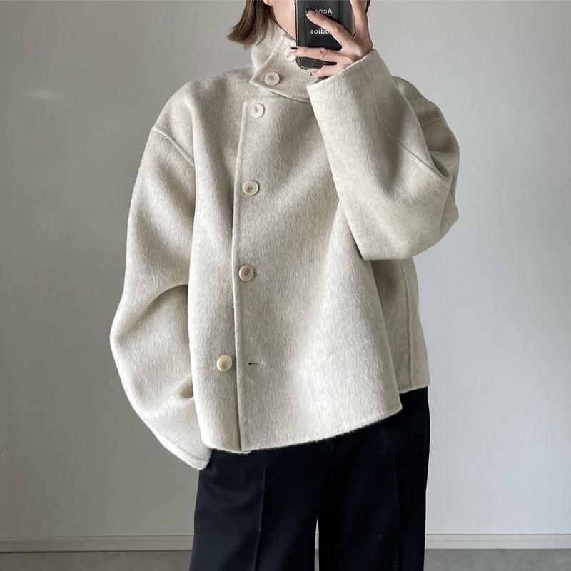 スタンドカラーショートコートgray Ecru Ok Soon