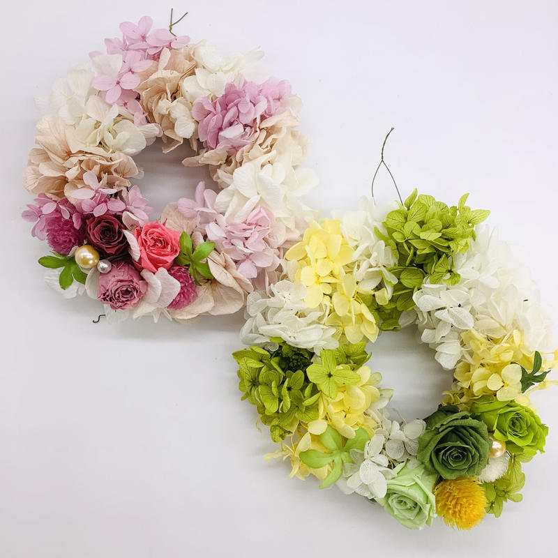 プリザーブドフラワーリース Pink In Bloom