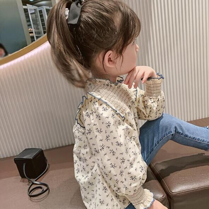 春秋 女の子 子供服 長袖tシャツ 可愛い 花柄 韓国ファッション お姫様 トップス キッズ