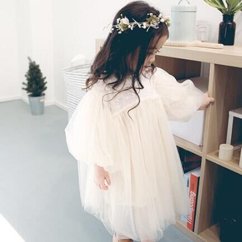 春夏秋新作 チュールワンピース 子供服 長袖 キッズ 女の子 フリル チュール 可愛い